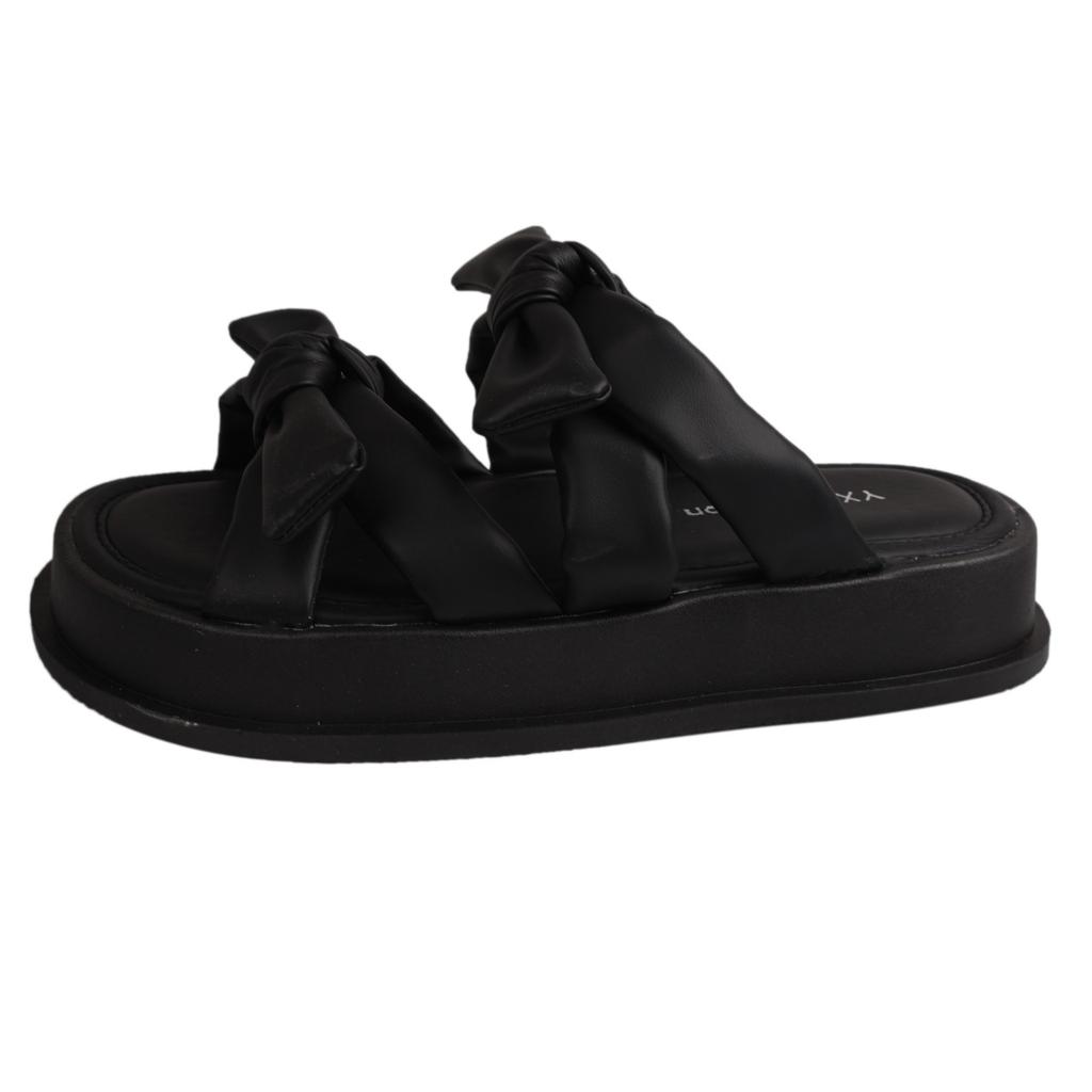 Round-toed Bow-knot Flip-flops for Women, New Korean-style Thick-soled Outerwear Women's Fashion Flip-flops for Summer 2025
