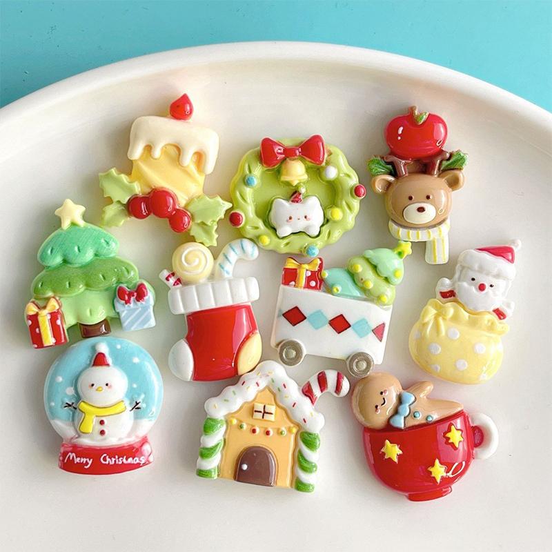 10Pcs Christmas Surprise Blind Bags Luminous Animal Mushroom Figurines Miniature Mystery Bag For Potted Dollhouse Decor