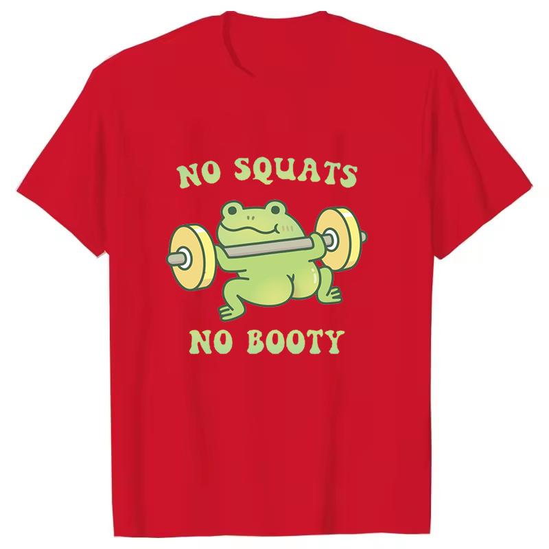 No Squats No Booty Letter Pattern Tshirts Unisex Women Unisex Casual Loose Round Neck Creative Personalized Shirts Street Harajuku S