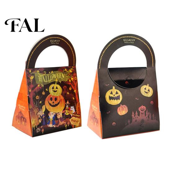 Decorative Chocolate Boxes 5Pcs Halloween Cartoon Candy Box, Double Sided Print Treat Gift Box with Handle, Dessert Packaging Cookie Pouch for
