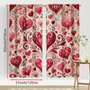 Set Of 2 Artistic Pink Hand Painted Heart Shaped Curtains Style Bedroom Living Room Decorative Drawbar Pockets Curtain Polyester Perfect For