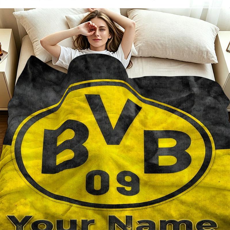 1PC Borussia Custom Name Patterned Flannel Blanket Suitable For All Seasons for Home Decor Warmth and Comfort Gifts Holiday Present
