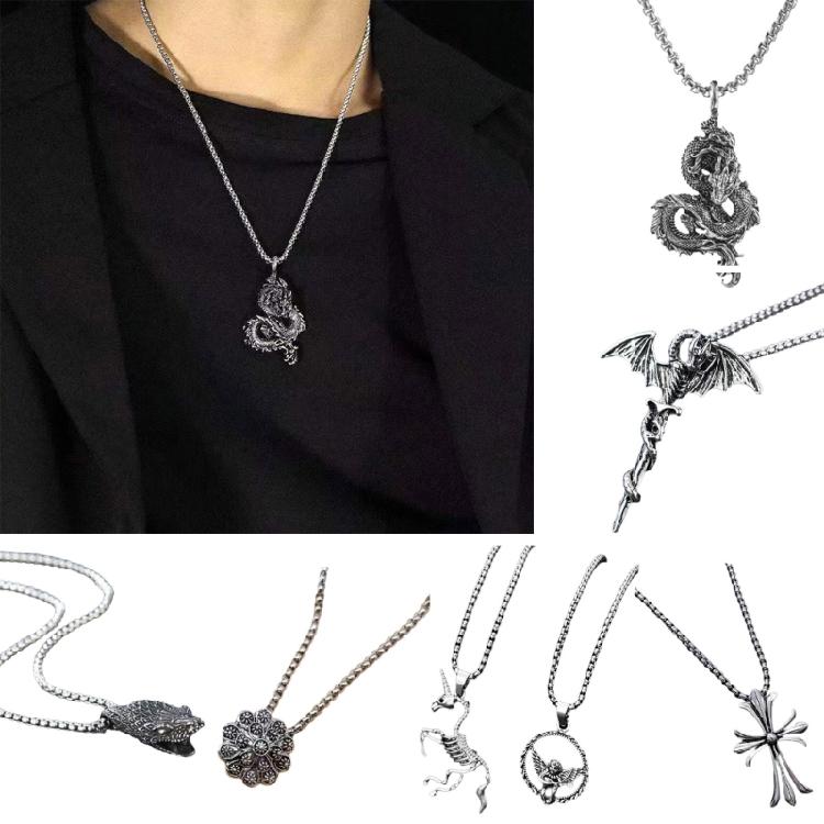 Metall Stahl Halskette für Männer mit einzigartigem Anhänger, Punk Style Kettenhalskette Verstellbarer Modeschmuck für Freund