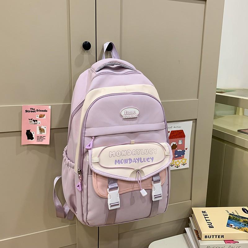Junior High School Students 'schoolbag Women Light Reduce Burden Face Value Ins Style Large Capacity Backpack Primary Three-piece