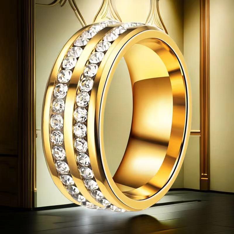 Stainless Steel Titanium Women's Ring - No-Fade, Niche Design, Ins Style, Diamond-Plated Gold-Plated, Plain Ring