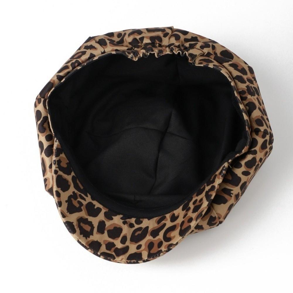 Polyester Leopard Print Octagonal Hat Y2K Peaked Cap Retro Painter Hat  Travel