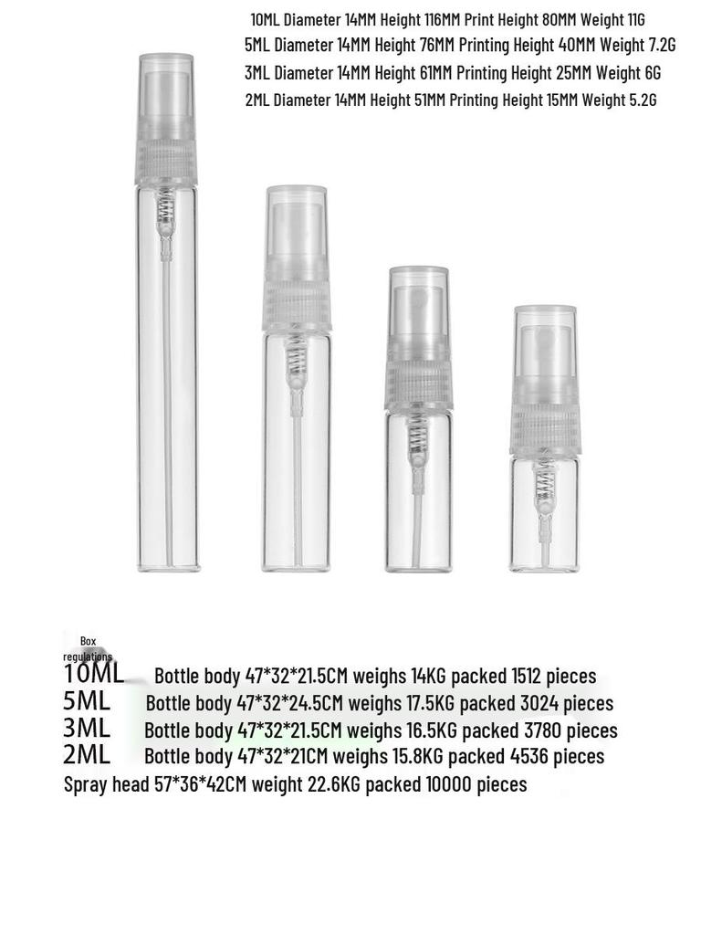 2ml, 3ml, 5ml, 10ml Glass Spray Bottles for Perfume Sampling and Decanting