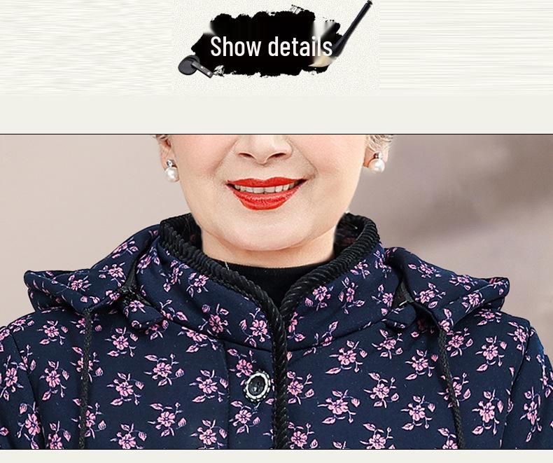 Grandma's Warm Velvet-Lined Winter Coat - Cozy Cotton Jacket for Mid-Aged & Elderly Women