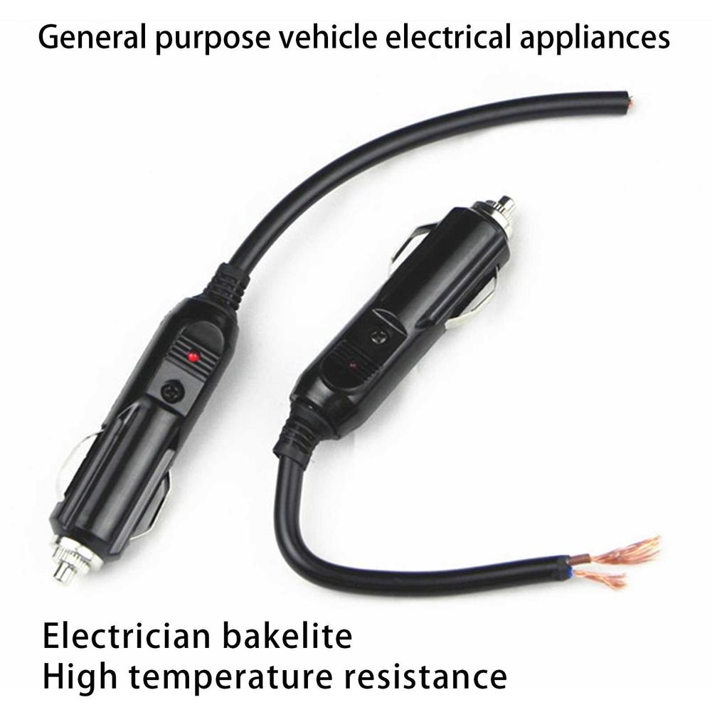 12V To 24V Car Cigarette Lighter Plug Male Head With Indicator Light Vehicle Electrical Cigarette Lighter Plug Charger Adapter