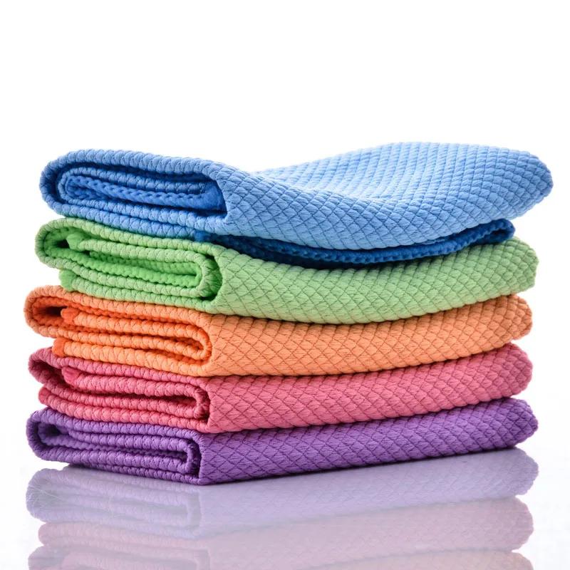 5/10pcs Dish Towels Fish Microfibre Scale Cleaning Cloth Reusable Kitchen Wipes Soft Dishcloths Lint-Free Super Absorbent Towel