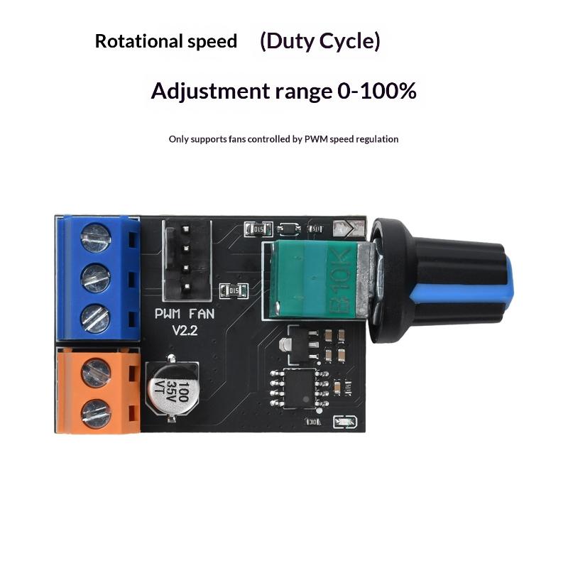 DC12V PWM Fläkthastighetsregulator Modul Med Strömbrytare 3/4-tråds Motorregulator Elektrisk Fläkthastighetskontrollratt För Dator PC-chassi