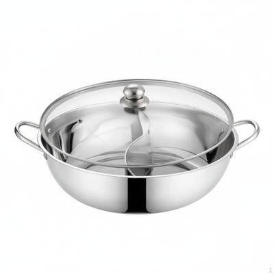 Divided Pot with Ladles Stainless Steel TwoFlavor Cookware for Families,