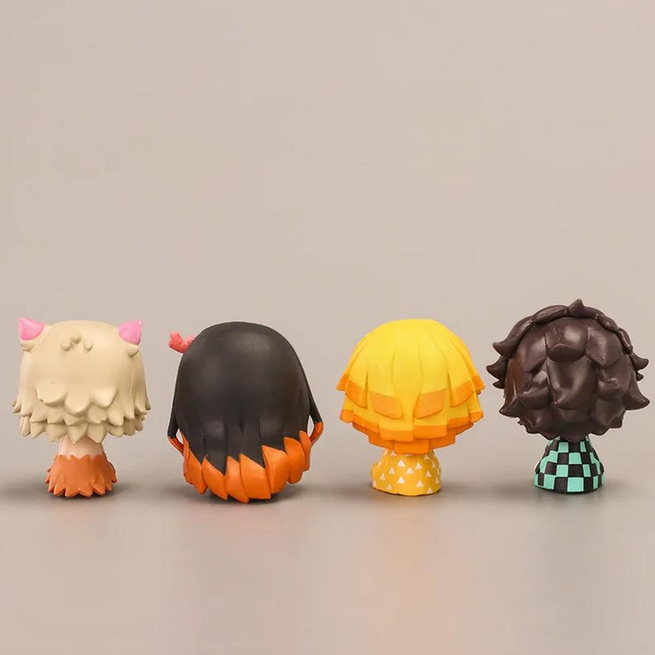 4Pcs/Set Demon Slayer Kamado Tanjirou Nezuko Figure Toys Q Version Kimetsu No Yaiba Agatsuma Zenitsu Action Figurine Model Dolls