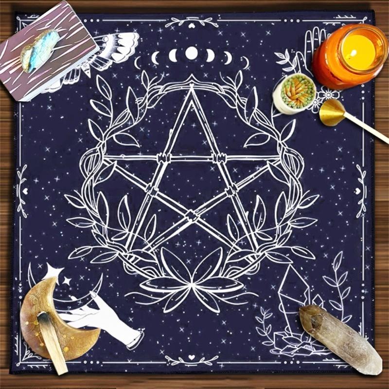 Tarots Tablecloth Rune Divinations Table Cover Astrology Oracles Board Game Mat Square Shape Pendulum Altar Table Cloth