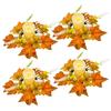 Maple Leaf Candle Ring Harvest Autumn Colors Maple Leaves Pumpkin Berries Artificial Candlestick Ornament Halloween Table Decor