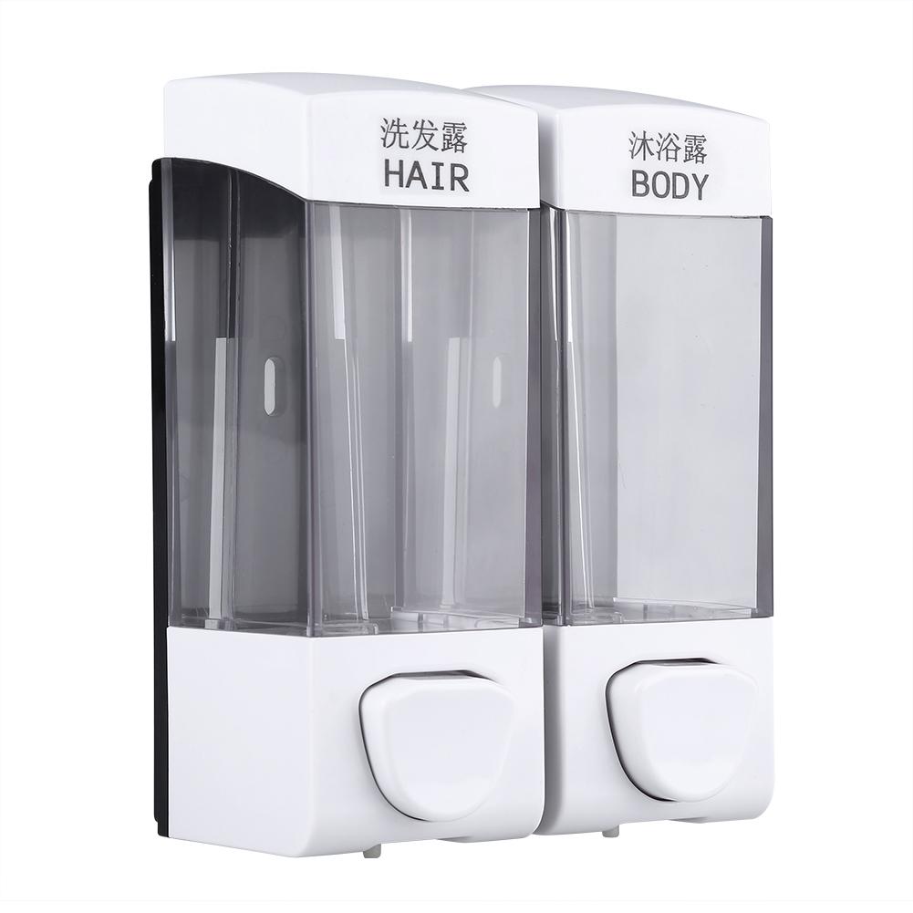 2x350ml Bathroom Wall Mounted Soap Shampoo Box Sanitizer Dispenser Lotion Liquid Pump