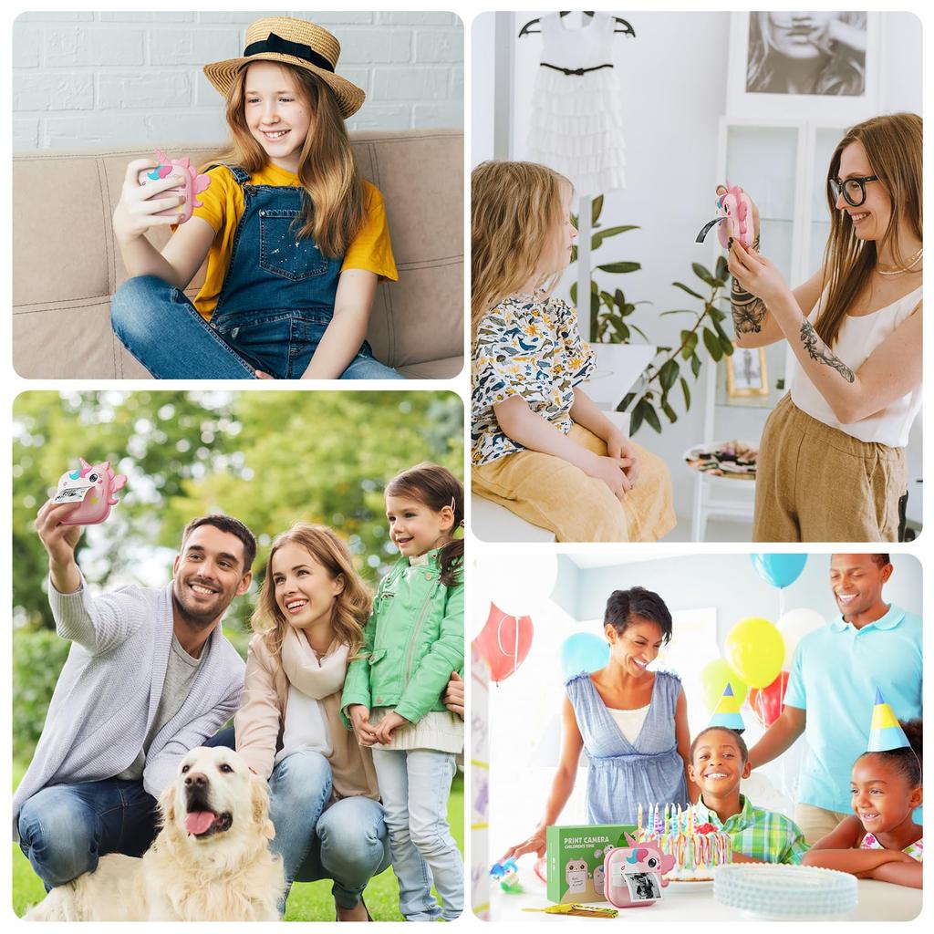 Selvim Print Camera, Kids' Camera, Toy Camera, Instant Camera, Thermal Printer, Digital Printing, Photo Printer, Stickers, Thermal Paper, Kids',