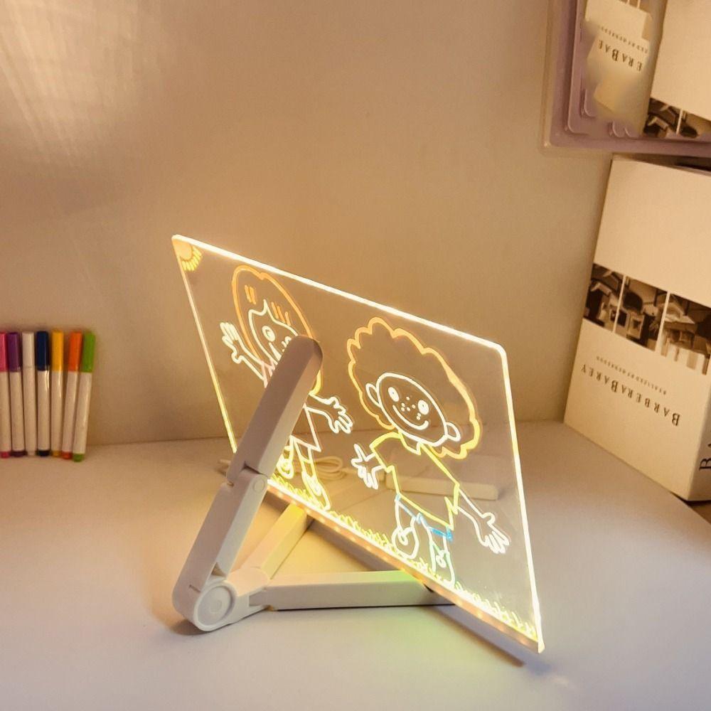 Acrylic Message Board Erasable Kids Drawing Board Colorful LED Writing Board Painting Board