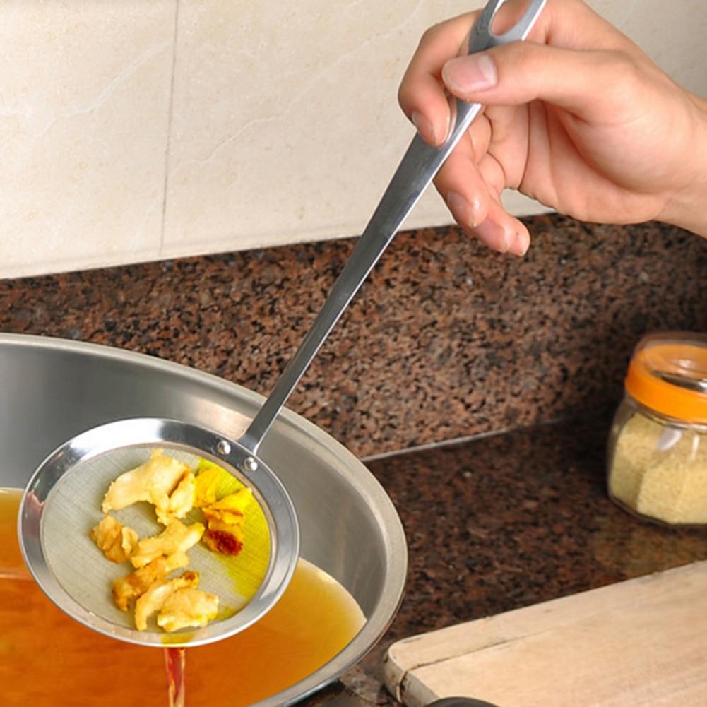 Colander Oil Filter Net Scoop Cooking Kitchen Stainless Steel Portable