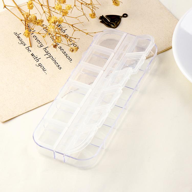 

Органайзер для страз и украшений для нейл-арта - 12-секционная полупрозрачная коробка 130*50*15mm, 20mm compartments прозрачный