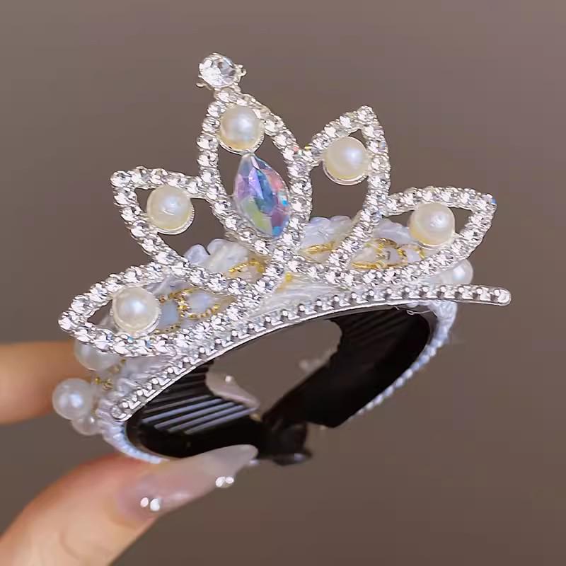 Girls' Beaded Princess Crown Headdress Hair Clip
