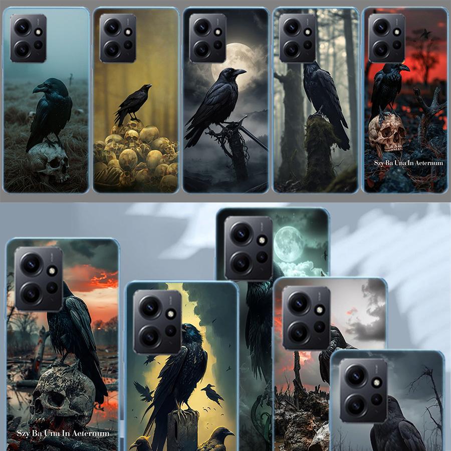 Raven Dark Crow Phone Case For Redmi Note 14 15 Pro 5G 13 12 Pro Plus 11 11T 11E 11S 10 Pro 10S 9 9S Cover Cell Clear TPU Capa C