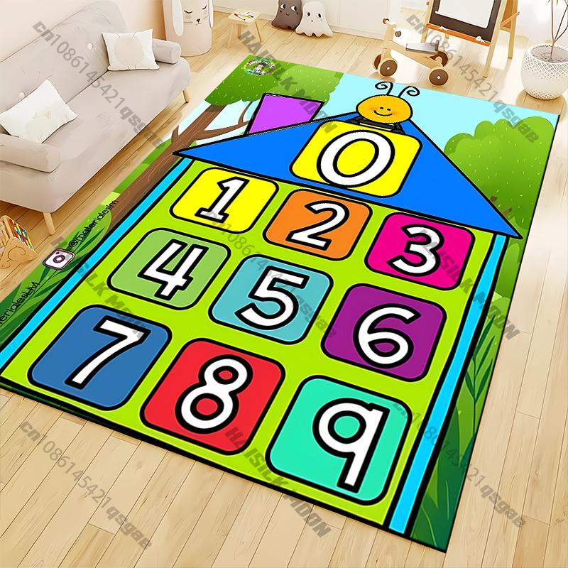 Bunter und lustiger Spielteppich, rutschfeste Bodenmatte für Wohnzimmer, Küche, Eingangstür, Balkon, waschbarer Teppich, Heimdekoration