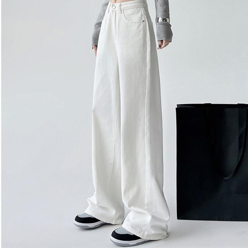 High Waist Wide Leg Denim Pants Women's Spring 2025 New Style Slimming Drapey Loose Floor-Length Narrow Straight Cut Trousers
