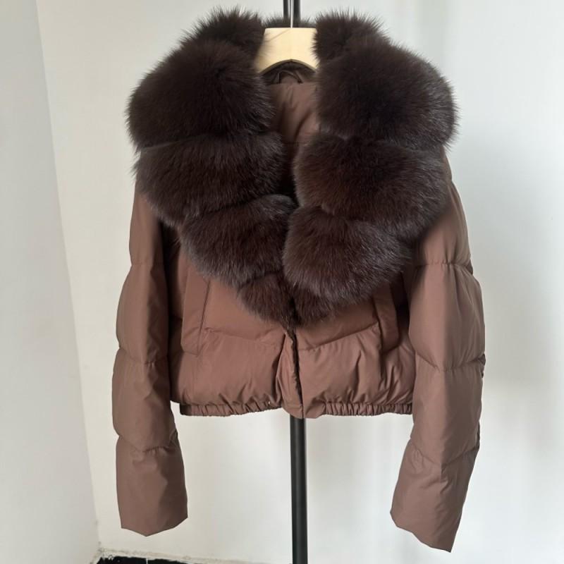 Womens Short Down Coat With Real Fox Fur Collar Lightweight Warm Winter Jacket Urban Commute Casual Wear