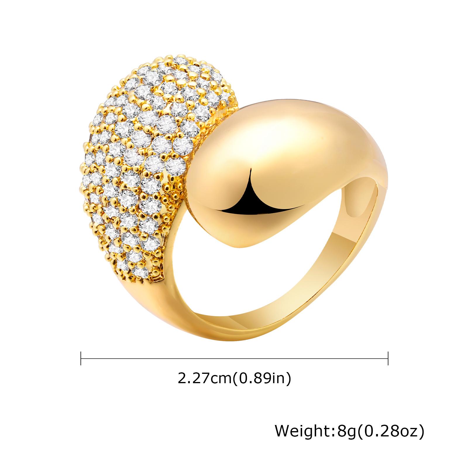 

Vnox Waterdrop Ends Ring for Women Girls, Glossy Semi Round Gold Plated Metal Finger Band, Stackbale Fashion Rings 7