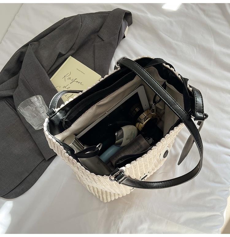 Corduroy Tote Bag Women's Shoulder Bag Large Capacity Multi-Function Backpack