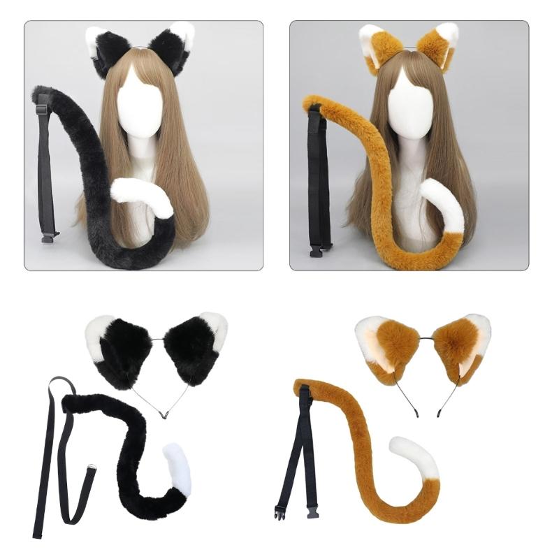 Plush Beast Ear Hairband Animes Maid Headband Cosplay Party Dress Up Hair Decors