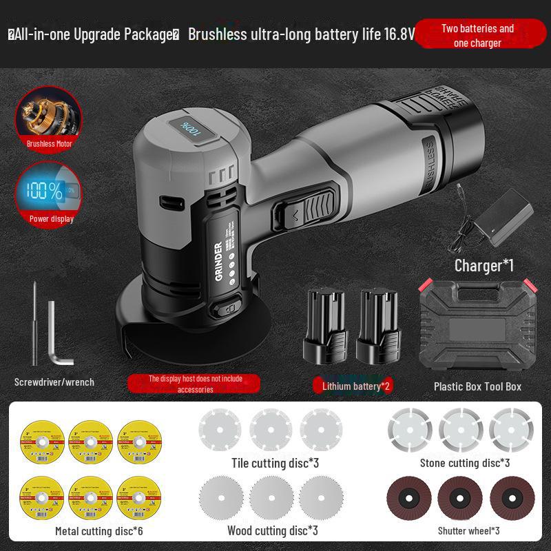 16.8V Mini Angle Grinder - Rechargeable Lithium Battery Multi-Function Cutting Tool