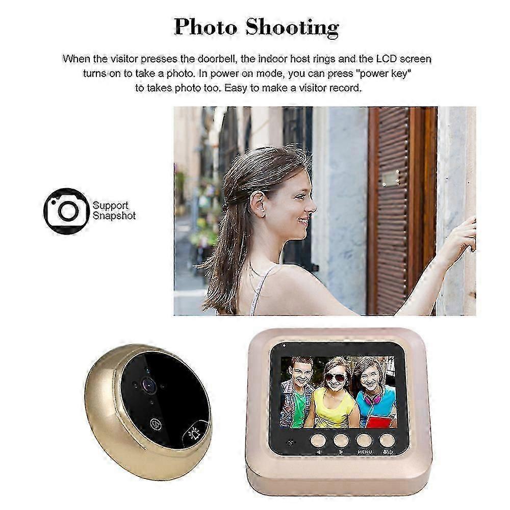 Digital Peephole Camera with Wide-Angle Lens, LCD Screen, Battery-Powered