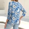 Women's Fashion Casual Print Button-down Shirt 3/4  Sleeve Tops