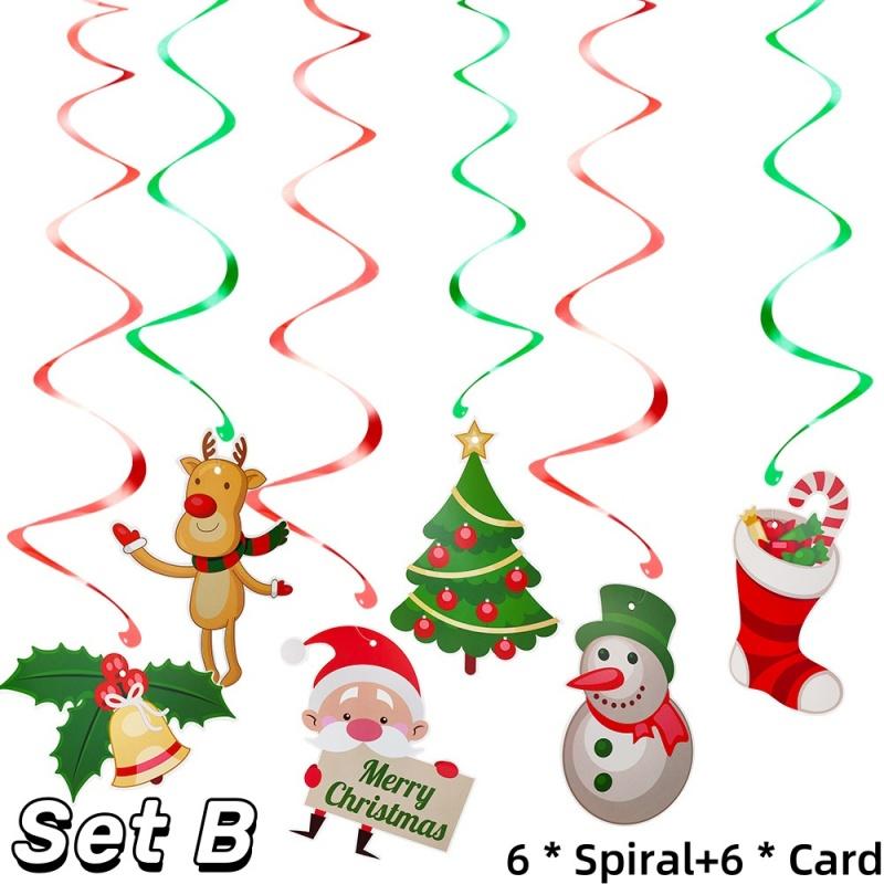 Newest Christmas Foil Spiral Pendants Ceiling Hanging Garlands Christmas Decoraitons for Home Navidad Decor New Year 2026 Gifts