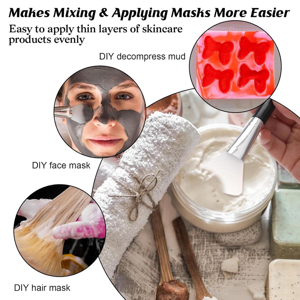 6PCS Silicone Face Mask Brush Applicator, Flexible Silicone Brush Black Beauty Tool Applicator for Mud, Clay, DIY Mask, Body Lotion, Moisturizers