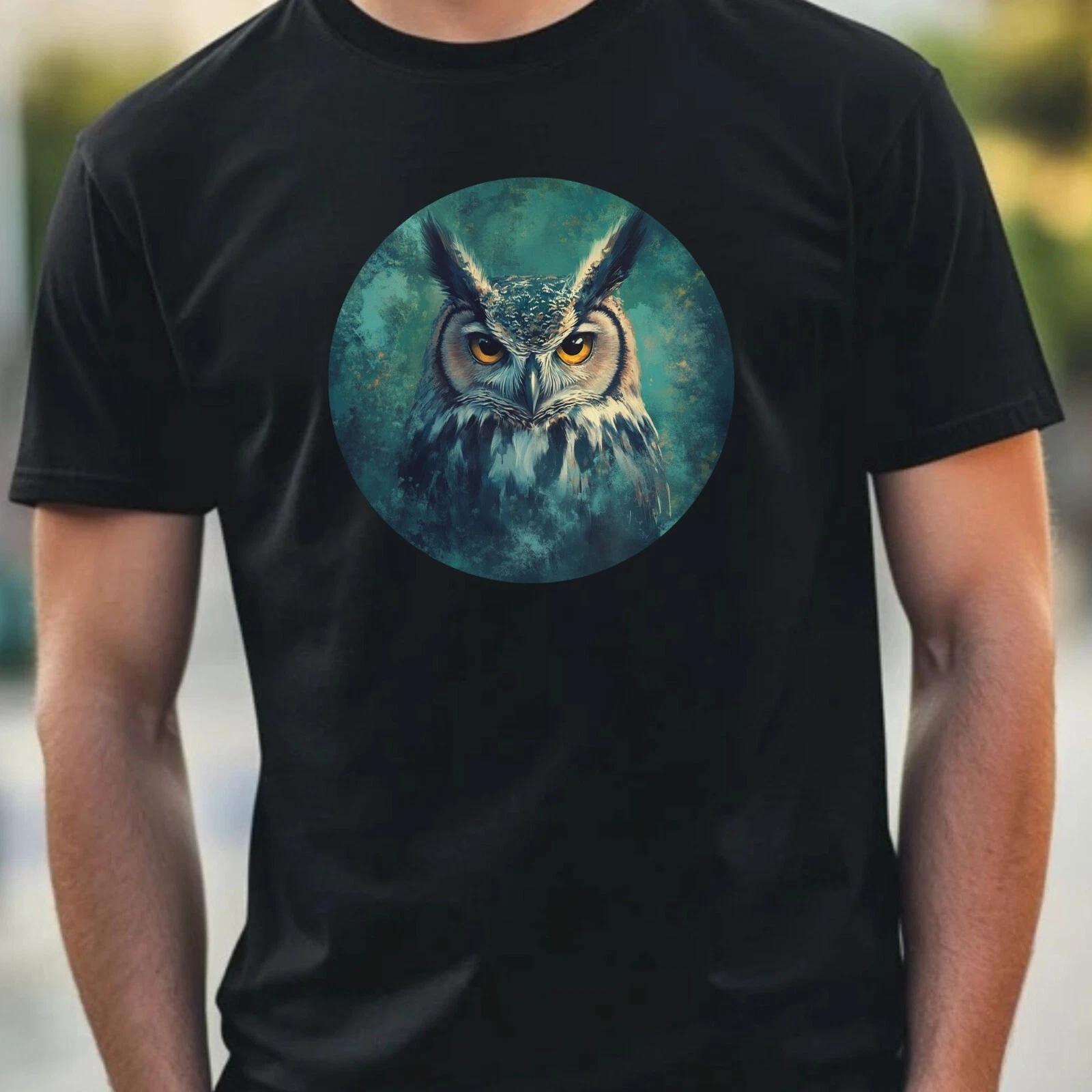 T-Shirt Herren Eule Portrait Motiv Baumwolle Größe XS bis 5XL S