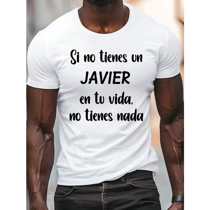 

Европейские размеры Javier Print, Мужская футболка с коротким рукавом и круглым вырезом, Свободный и легкий топ, идеально подходящий для лета S белый