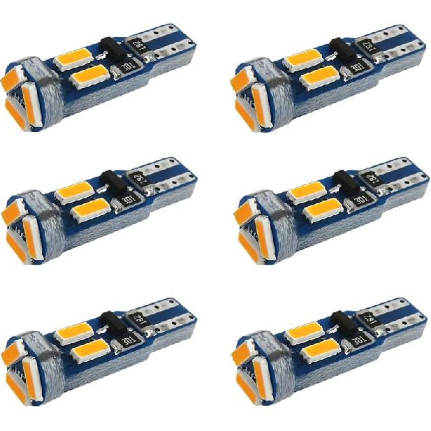

WLJH 6 штук супер ярких красных светодиодов T5 37 74 17 18 27 Лампочка 4014 SMD для приборной панели, приборной панели, индикатора зеркала для перчаточного ящика жёлтый