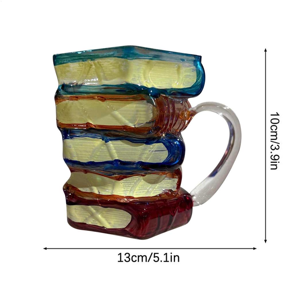 Novelty Coffee Cup Vintage 3D Painted Book Design Glass Water Drinking Cups Kitchen Accessory Ergonomic Handle Drinkware Mugs