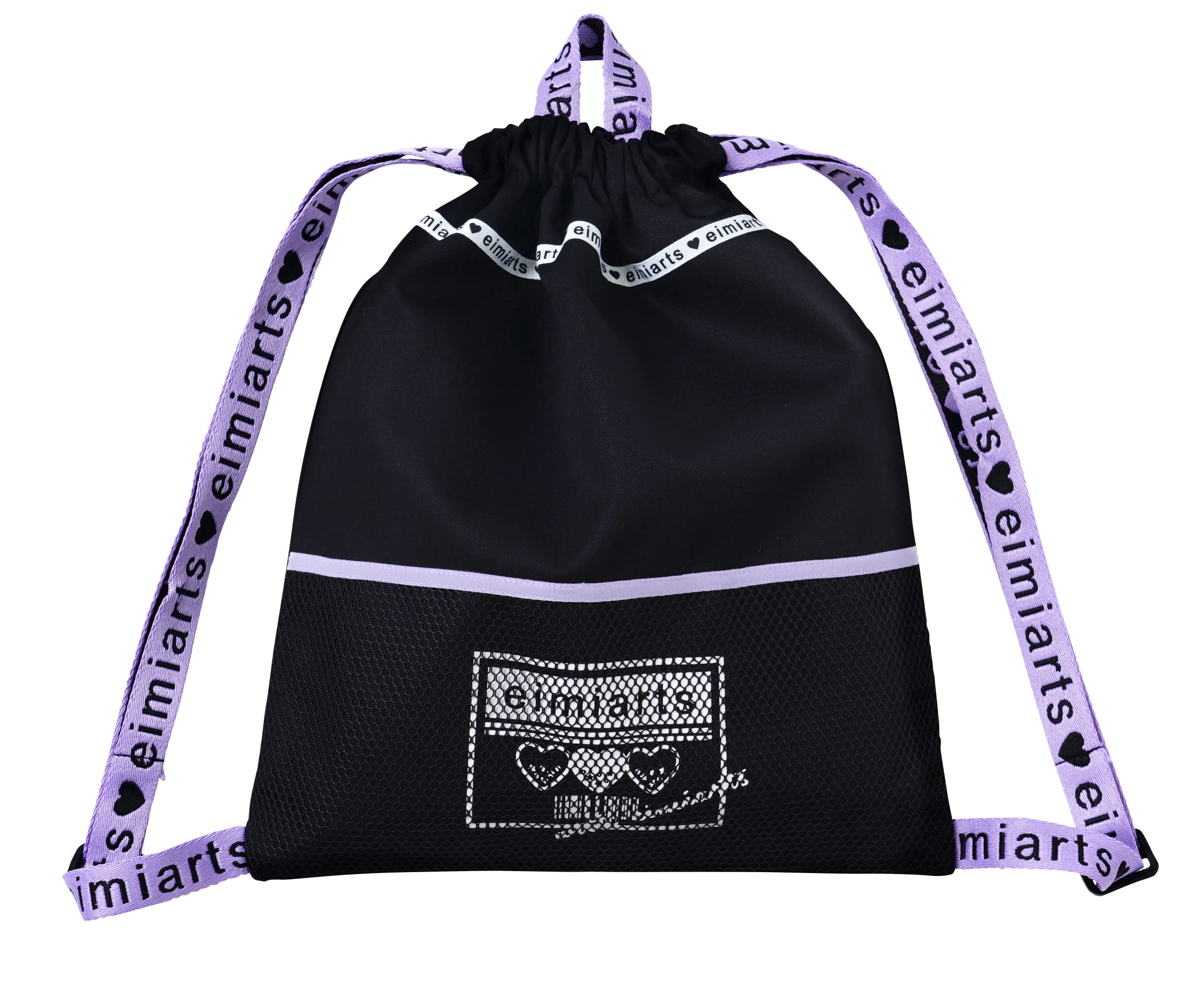 

[Arisana] Large Drawstring Backpack for Children, Gym Clothes Bag, Kids/Junior Girls, with Handle, Black