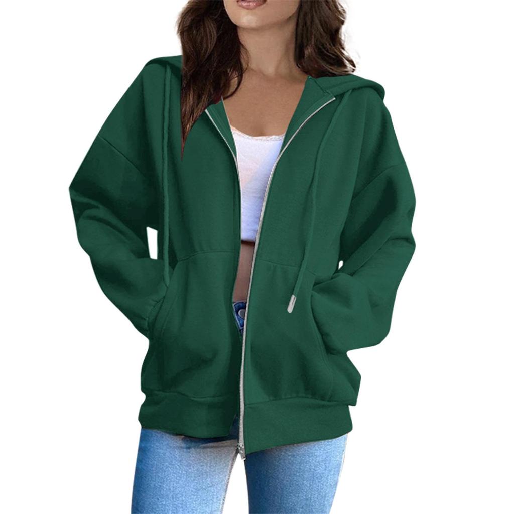 Sweat à capuche zippé unisexe taille européenne - Veste cardigan polaire décontractée mode