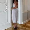 2026 Womens Polka Dot Print Backless Sleeveless Maxi Dress High Waist Slim Fit Elegant Office Casual