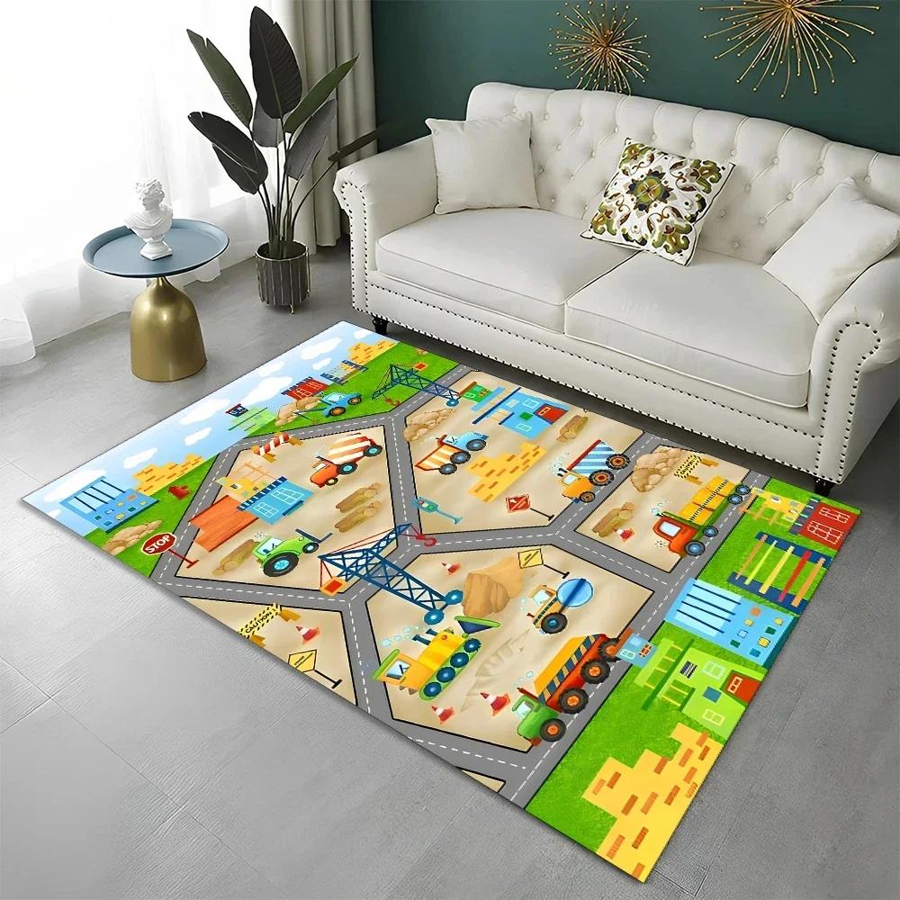 

Детский игровой коврик Highway City с дорожным движением для игровой комнаты, ковер для дома, гостиной, спальни, придверный коврик, декор, коврики для зонирования, нескользящий коврик для пола 40x60cm