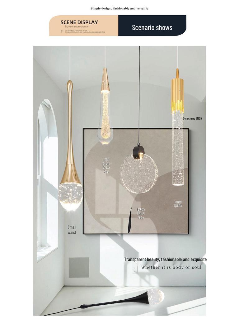 Luxury Crystal Pendant Light: Elegant Bedside or Background Illumination