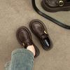 British style small leather shoes women's summer 2025 new muffin thick-soled round head versatile Velcro black loafers