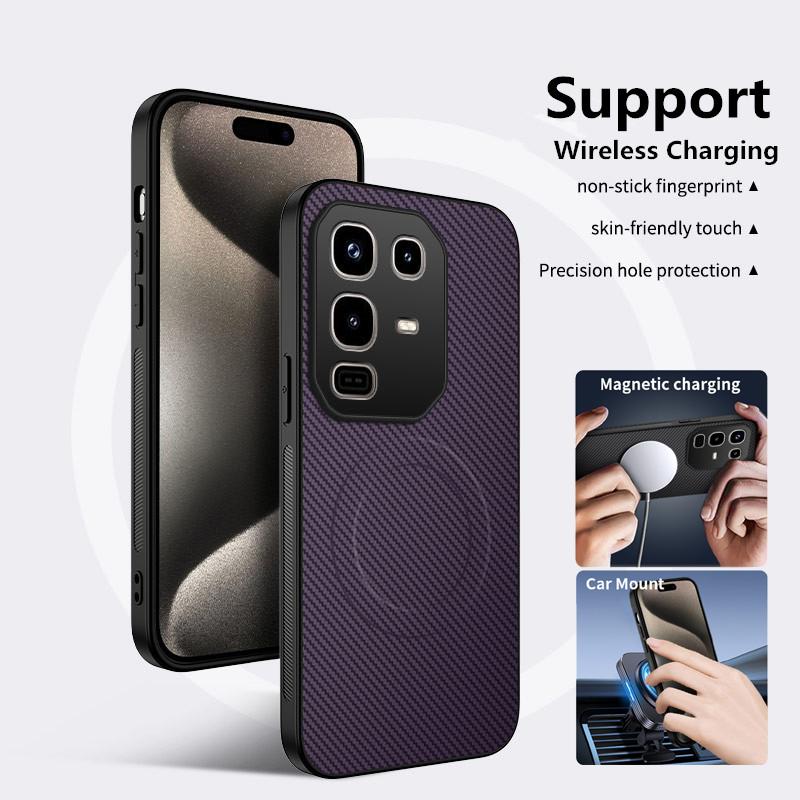 Magnetic Silicone Case For Samsung Galaxy M56 M54 M33 M14 5G Wireless Charging Carbon Fiber PU Anti-Drop Soft Cover Phone Cases