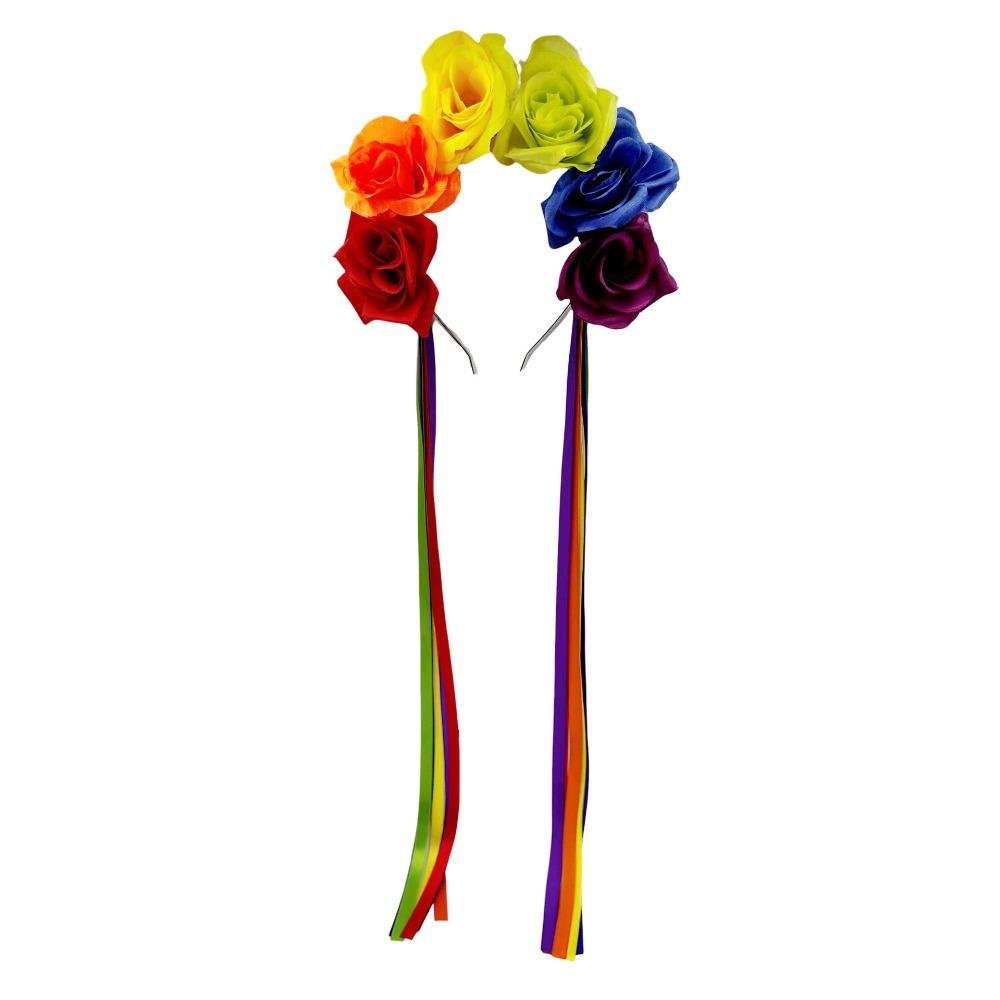 

Elegant Rainbow Rose Hair Hoop Festive Party Hair Accessory For Celebrations and Events Style D