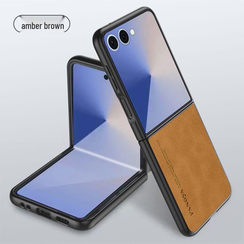 Samsung ZFlip7 Case: Ultra-Thin Lambskin Leather, Frosted Finish, Anti-Drop, Anti-Slip, for Foldable Screen.